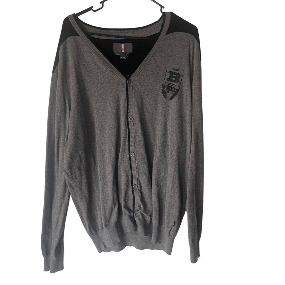 Jeans By Buffalo Men's Size XL Gray Preppy School‎ Button Up Cardigan Sweater
